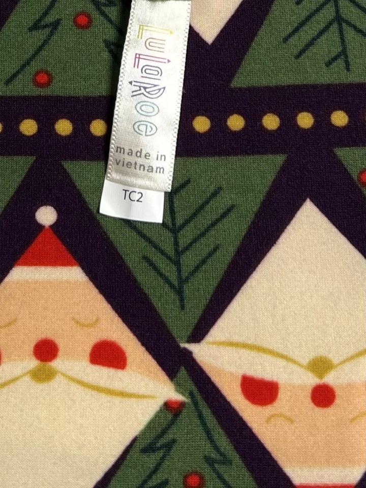 Leggings LuLaRoe TC2 Tall Curvy 2 Natal Argyle SANTA Árvore Arlequim Diamante - Imagem 4 de 4