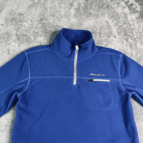 Eddie Bauer Sweater Boys 14 Blue Fleece Pullover Long Sleeve 1/4 Zip-Up Outdoor - Picture 3 of 12