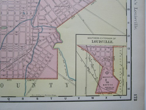 KY 1898 LOUISVILLE KENTUCKY City Map. Tremendous Detail, Named Streets Railroads - Picture 11 of 12