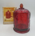 Vintage Harvest Milk by colony Indiana Glass Ruby Red Dish Jar Box Lid Grapes