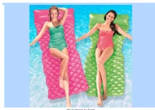 Air Mat Swimming Pool H2OGO! Float’n Roll 7 Ft Long W/ Pillow PINK & GREEN