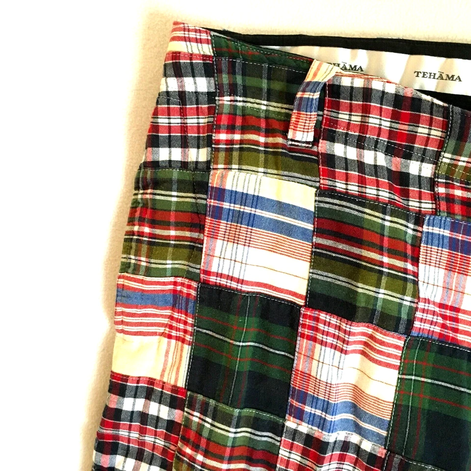 Pantalones Cortos a Cuadros Tehama India Madras Patchwork Para Hombre 38 Rojo Blanco Azul Verde Foto 4 de 4