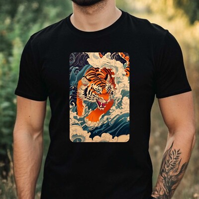 Herren T-Shirt Tiger im Anime Style Motiv Baumwolle Größe XS bis 5XL