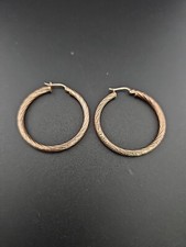FAS 925 STERLING SILVER Gold Plated RIBBED HOOP EARRINGS