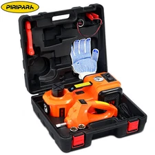Electric Hydraulic Car Floor Jack 5 Ton 12V w/ Impact Wrench &Tire Inflator Pump