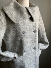 Kaleidoscope 18 Swing Wool Coat Trench Tweed Cowl Wide Neck 60s Relaxed Fit