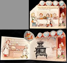 Abram Cox Novelty Stove Range Kitchen Pudding Pop-Up Delft 3D Trade Card SR.H.ns