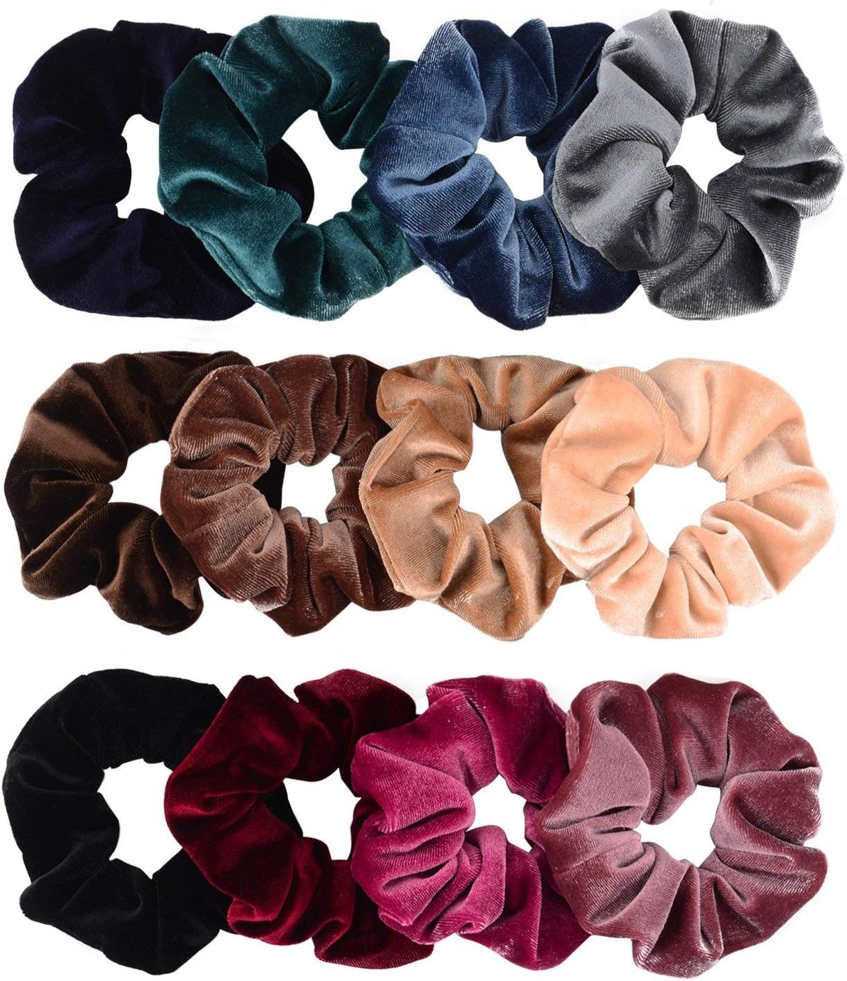 12 Pack Velvet Scrunchies Elastic Hair Bands for Women and Girls