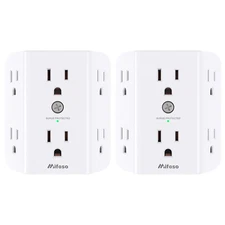 2 Pack Surge Protector Outlet Extender, Plug Extender, Multi Plug Wall Outlet Ad