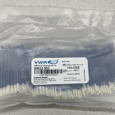 VWR 89022-992 Critical Swab, Small Foam Head Swab with Flexible Tip, 3'', 500/PK