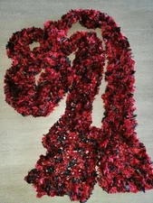 VERY LONG STRETCHY red black speckled SCARF 110 INCH WOMENS ONE SIZE FITS MOST 