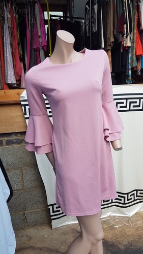 NEW MISS SELFRIDGE Pink dress with bell sleeves size UK 8 - Picture 3 of 6