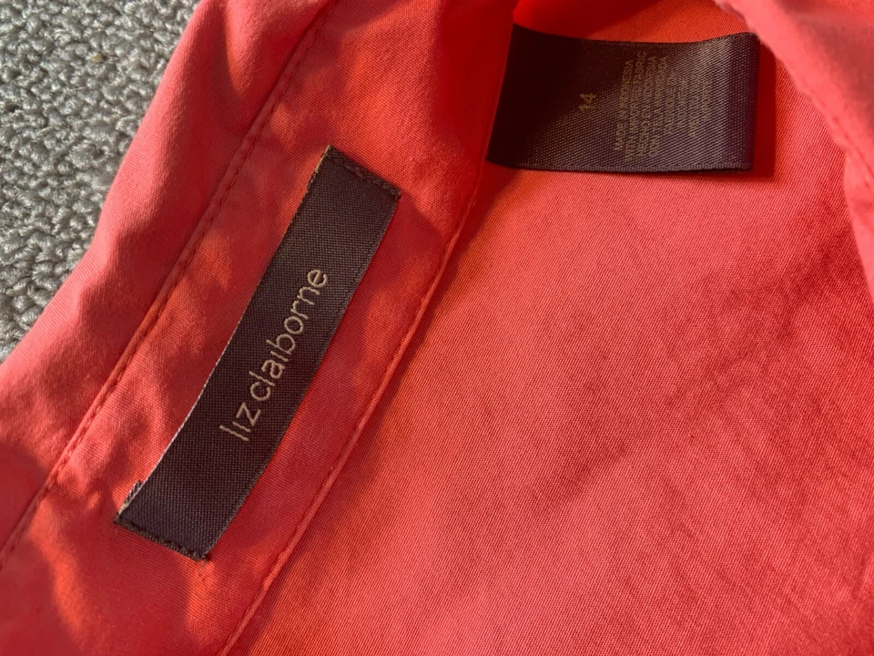 Liz Claiborne Long Sleeve shirt size 14 womens Button Up Coral Pink - Image 2 of 4
