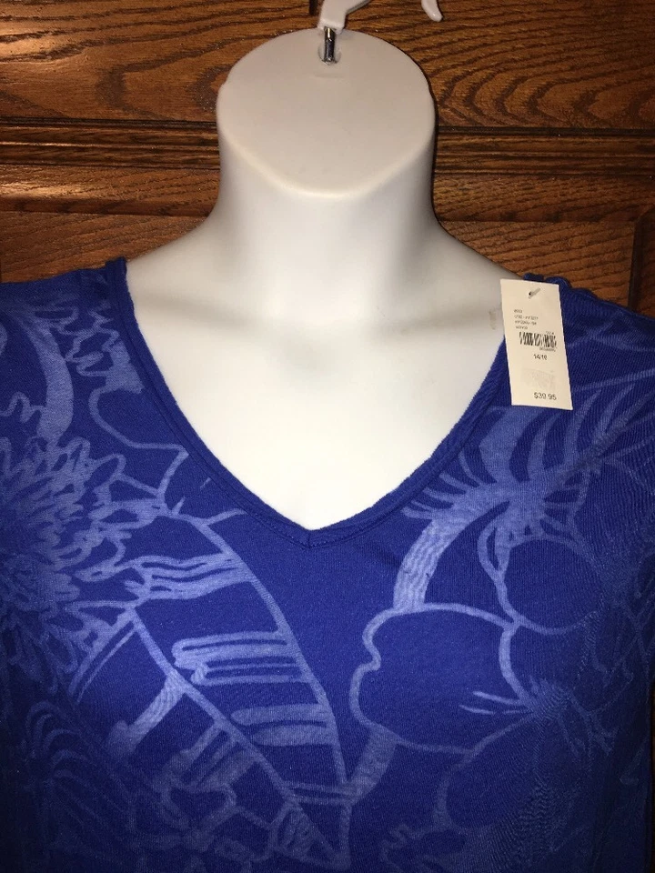 LANE BRYANT Azul Cobalto Patrón AGOTADO, TRAJE DE BAÑO ENCUBRIMIENTO ALTO-BAJO, Talla 14/16 Nuevo con etiquetas Foto 2 de 4