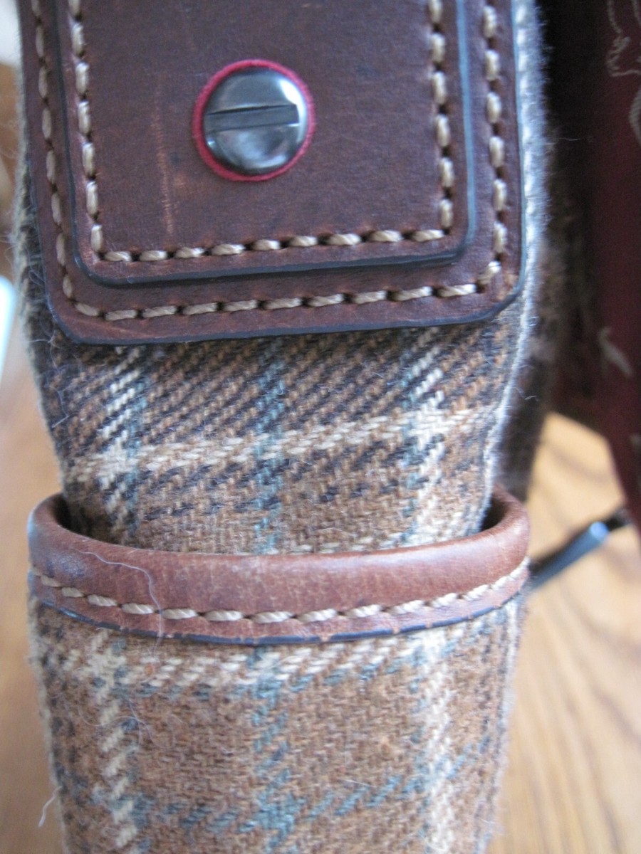 Vintage FOSSIL Plaid Wool 14587 FIELD SPORTS DEPT. Messenger