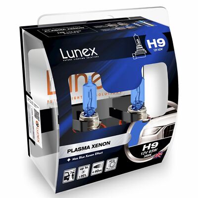 LUNEX PLASMA XENON 5000K H9 Headlight Halogen Bulbs 12V 65W PGJ19-5 x2