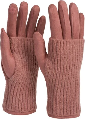 Gants chauds en tissu tactiles avec manchette tricotée amovible, gants, hiver - Photo 1/4