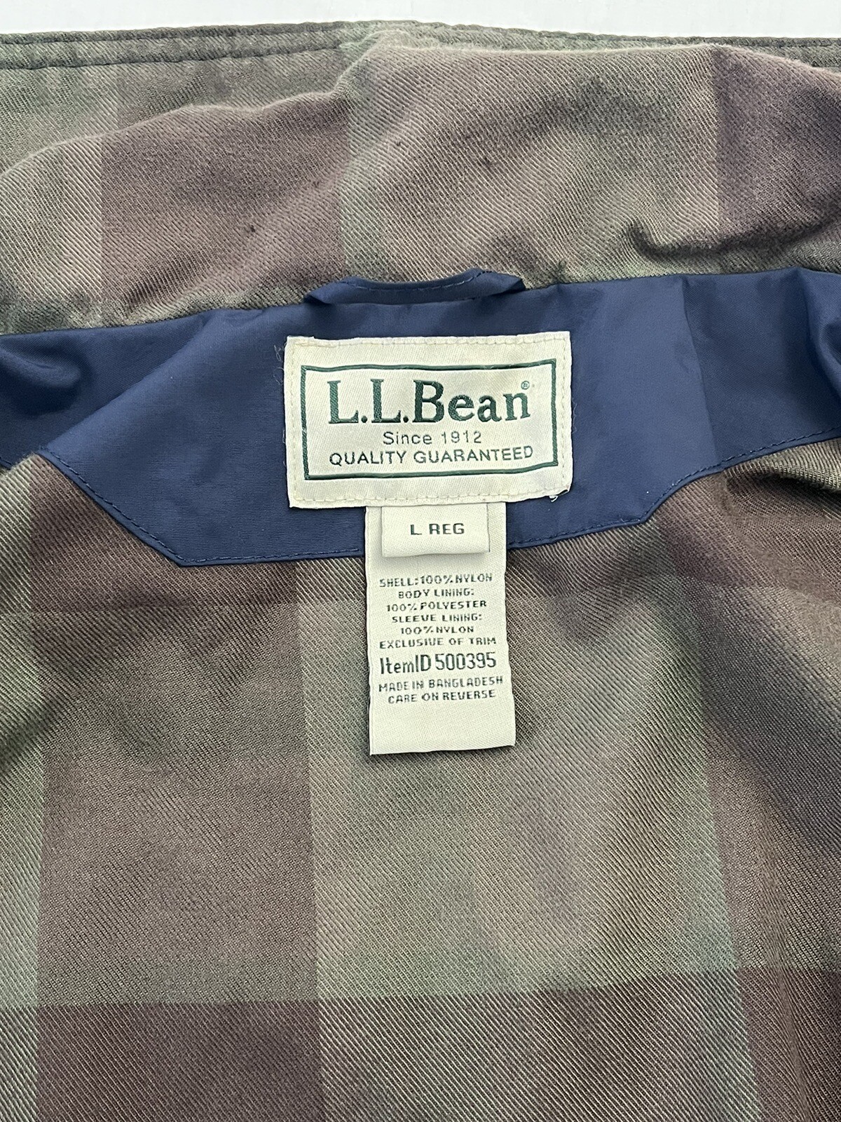 LL Bean Warm Up Jacket Mens Large Navy Blue Coat Vintage Flannel Lined