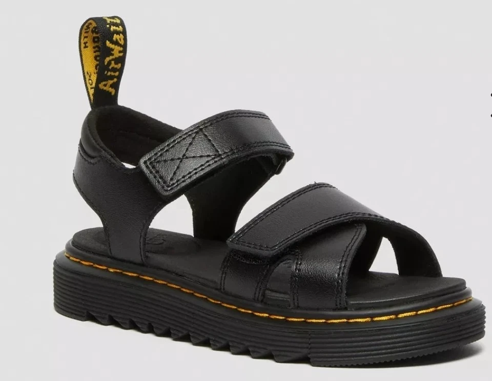Sandalias Dr. Martens® de cuero Vossie para niños grandes talla 2 en negro Foto 3 de 4