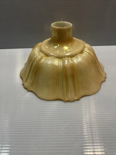 Vintage  14” Colonial Premier Co Milk Iridescent Torchiere Lamp Shade Chicago