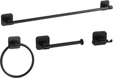 Matte Black Bathroom Accessories Set, 4 Pieces Bathroom Hardware Set, 24 Inch To