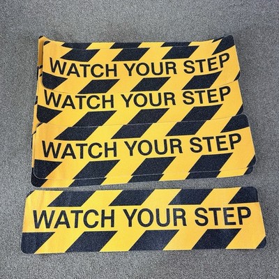 8 Pk 6'' x 24'' Watch Your Step Floor Tape Anti Slip Warning Sign Adhesive Sticker