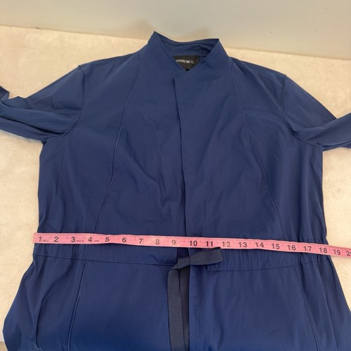 Lafayette 148 Royal Blue Cotton Blend Robe mini Dress w/ Elastic Waist sz M - Picture 9 of 11