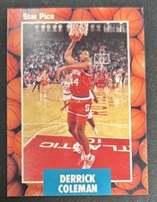 1990 Star Pics Derrick Coleman Basketball Rookie Card (RC) #43 Orange Forward VG. rookie card picture
