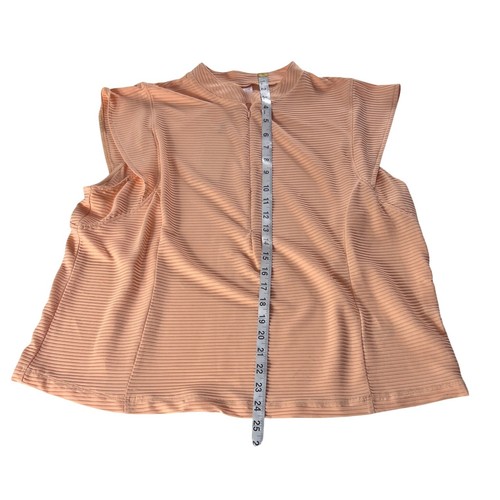 CALIA Womens Renew Cap Sleeve Polo Peach Sherbet Size XXL Ribbed Golf Shirt NWT - Picture 5 of 11