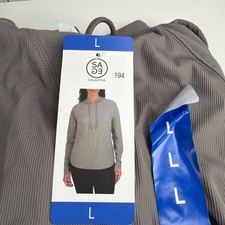 Sage Collective Women's Lightweight Long Sleeve Ribbed Hoodie, Gray, Size L