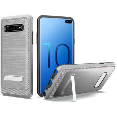 GSA Brushed Case w/Kickstand for Samsung S10 Plus (6.4'') - Silver