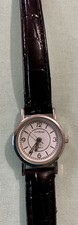 CITRON Ladies Quartz Watch  silver case ,black faux leather strap