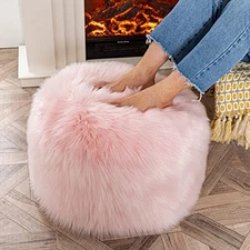  Fur Pouf Ottoman Stool Floor Bean Bag Chair NO Pink Pouf Cover No Filler