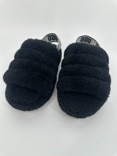 UGG Womens Fluff Yeah Slide Slippers Black Shearling Sandals Size 7 Comfort Cozy