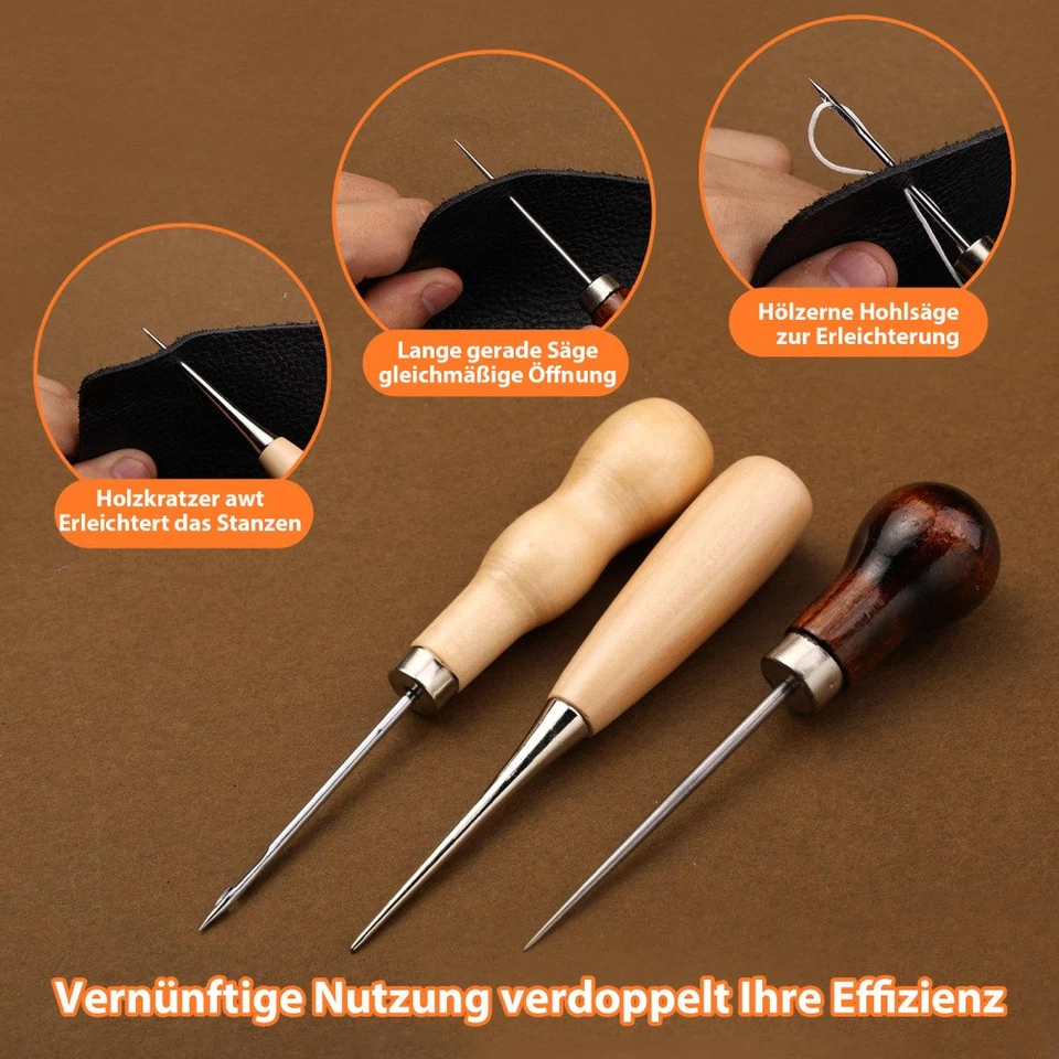 Leder-Nähset, Polsterreparaturset,48-Teiliges Hochleistungs-Nähset Mit Nähnadel~ - Bild 4 von 4