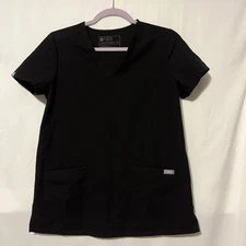 FIGS Technical Collection Scrub Top #FW1100 BLACK  Two Pockets XS