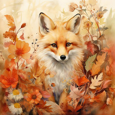 Diamond Painting Kits for Adults Fox, 5D DIY Diamond Art Kits for Beginners roun