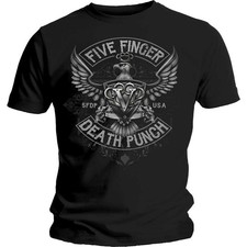 Men's Five Finger Death Punch Howe Eagle Crest Slim Fit T-shirt Medium Black
