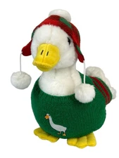 Aflac Duck Plush Christmas Holiday White Green Sweater Hat 2008