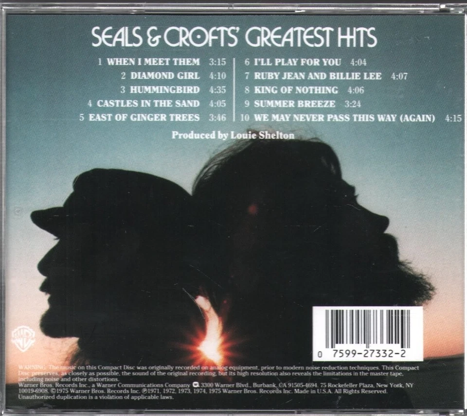 Seals & Crofts Seals & Crofts' Größte Hits CD Europa Warner 31092075992733229 - Bild 2 von 2