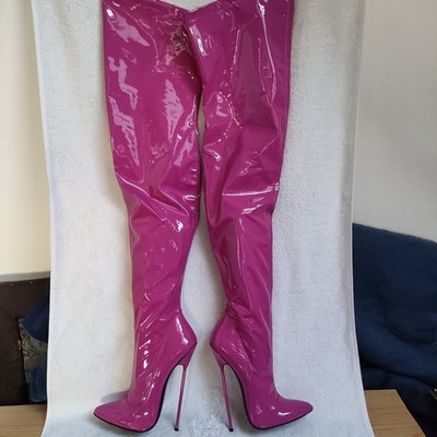 Giohel ital. Lack-Leder Highheels Stiefel, Größe 41, Rosa, Absatz 18 cm, NEU&OVP