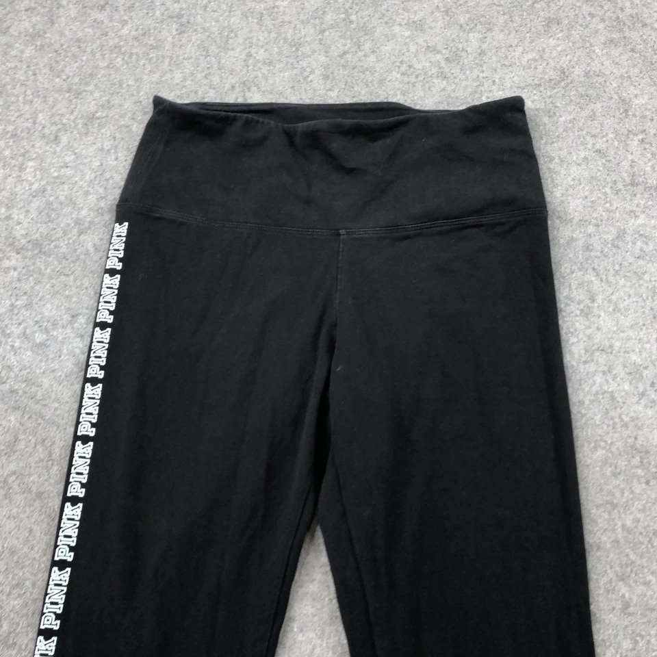 Victoria's Secret ROSA Leggings Mujer Grandes Negros Tiro Alto Lateral Logo Yoga Y2K Foto 4 de 4