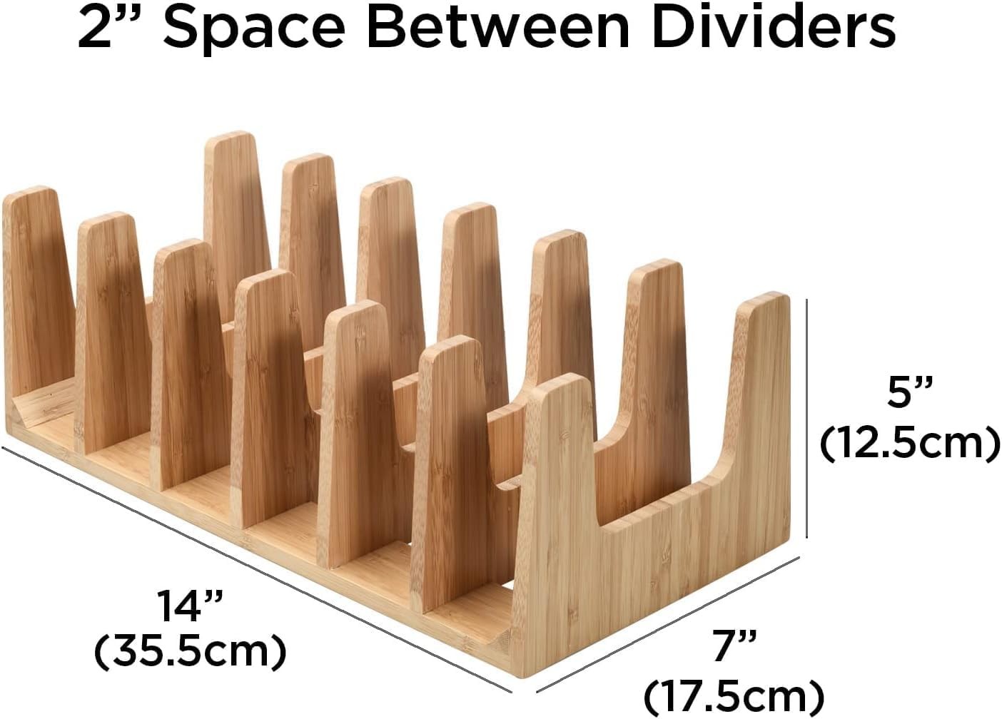 Bamboo Pot & Pan Organizer for Cabinet | Durable Kitchen Lid Storage Rack