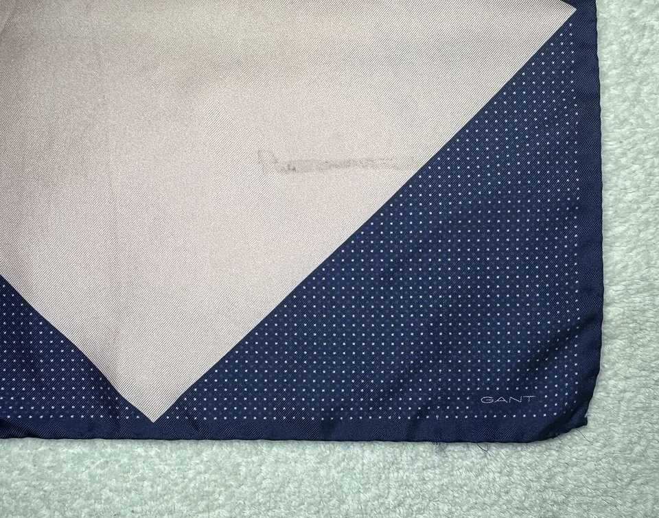 GANT Diamond G Men’s Silk Pocket Square (12x12”in) Blue Pink Polka Dots  - Image 3 of 4