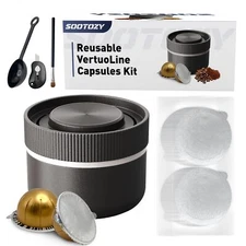 Reusable Pods Kit for Nespresso Vertuo, Refillable Coffee Pods with 100pcs Al...