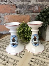 Villeroy & Boch Naif Candleholders Luxembourg Germany Gerard Laplau Vintage Pair