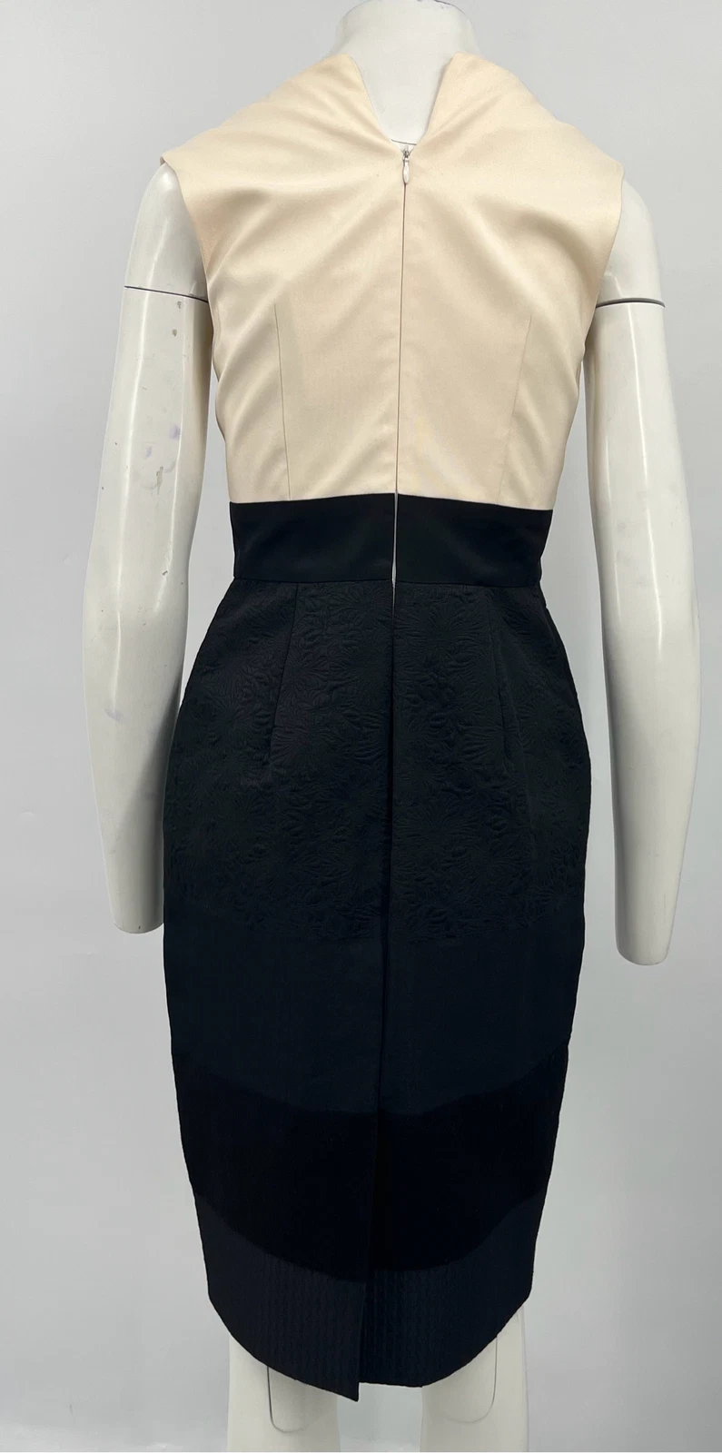 OFF WHITE Abito jacquard Carolina Herrera MACCHIATO bianco sporco nero impreziosito tg 4