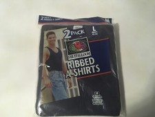 Fruit Of The Loom 2 Pack Ribbed A-Shirts L 42-44 Blue Gray NOS Vtg 1999