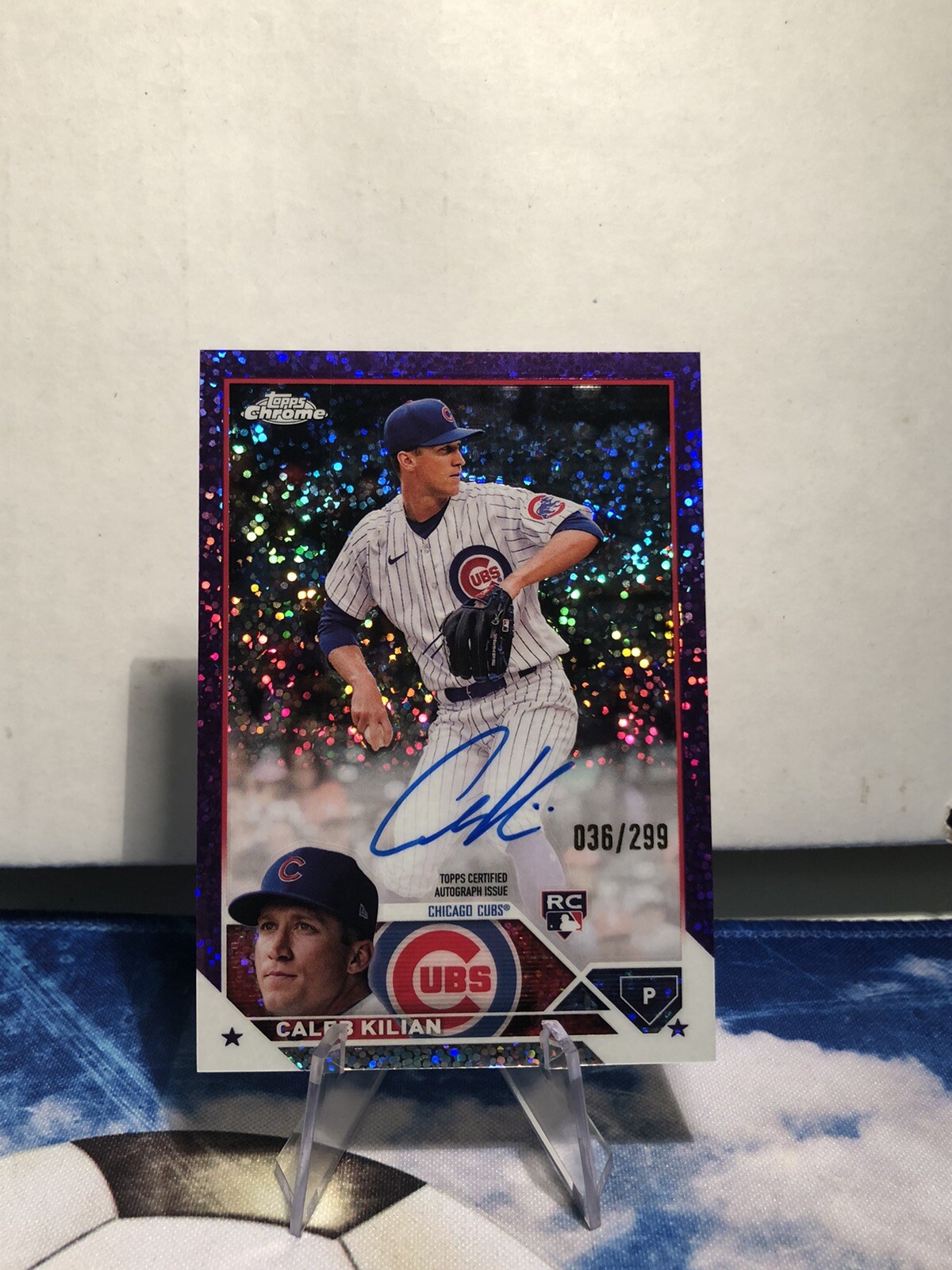 2023 Topps Chrome Purple Speckle Refractor /299 Caleb Kilian Rookie Auto RC