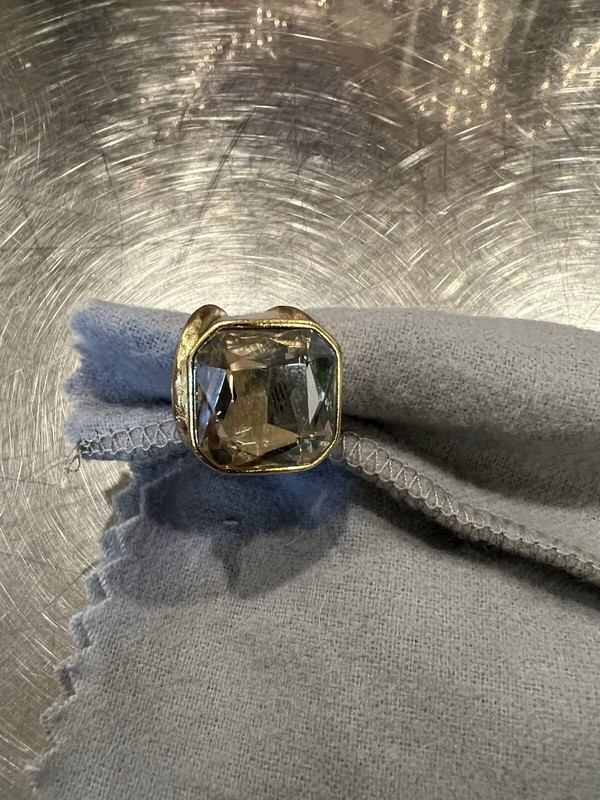 Holiday Statement Smoky Topaz Cocktail Ring Faux Gold